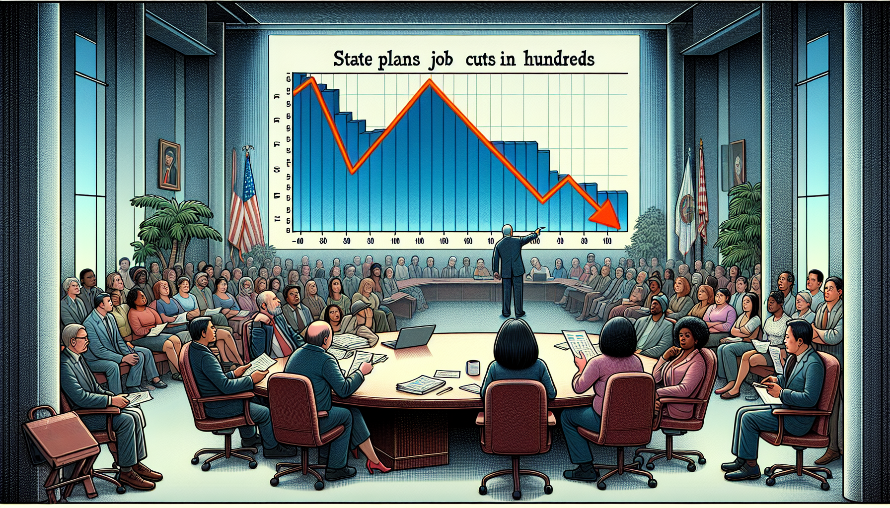 State Plans Job Cuts in Hundreds